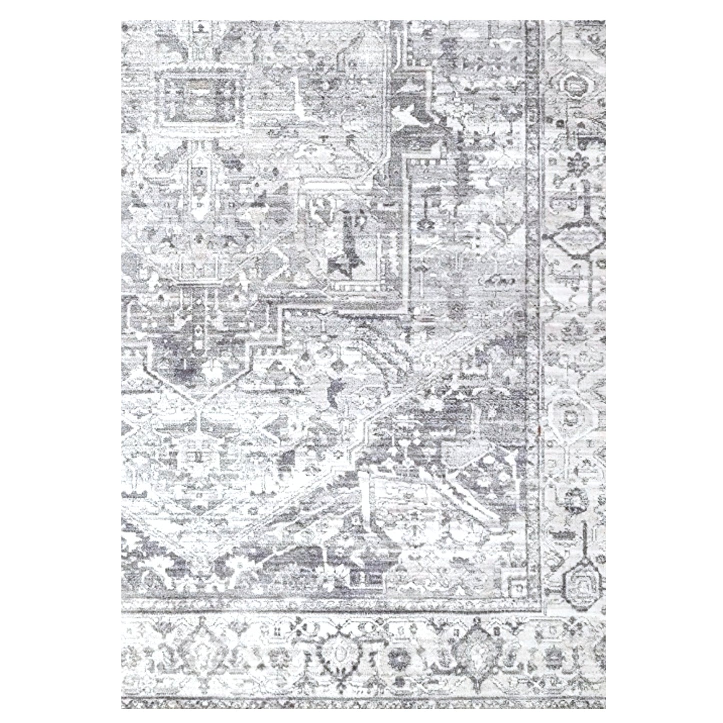 Archaic Ash - Grey & Ivory Parisian Distressed Washable Rug CLEARANCE