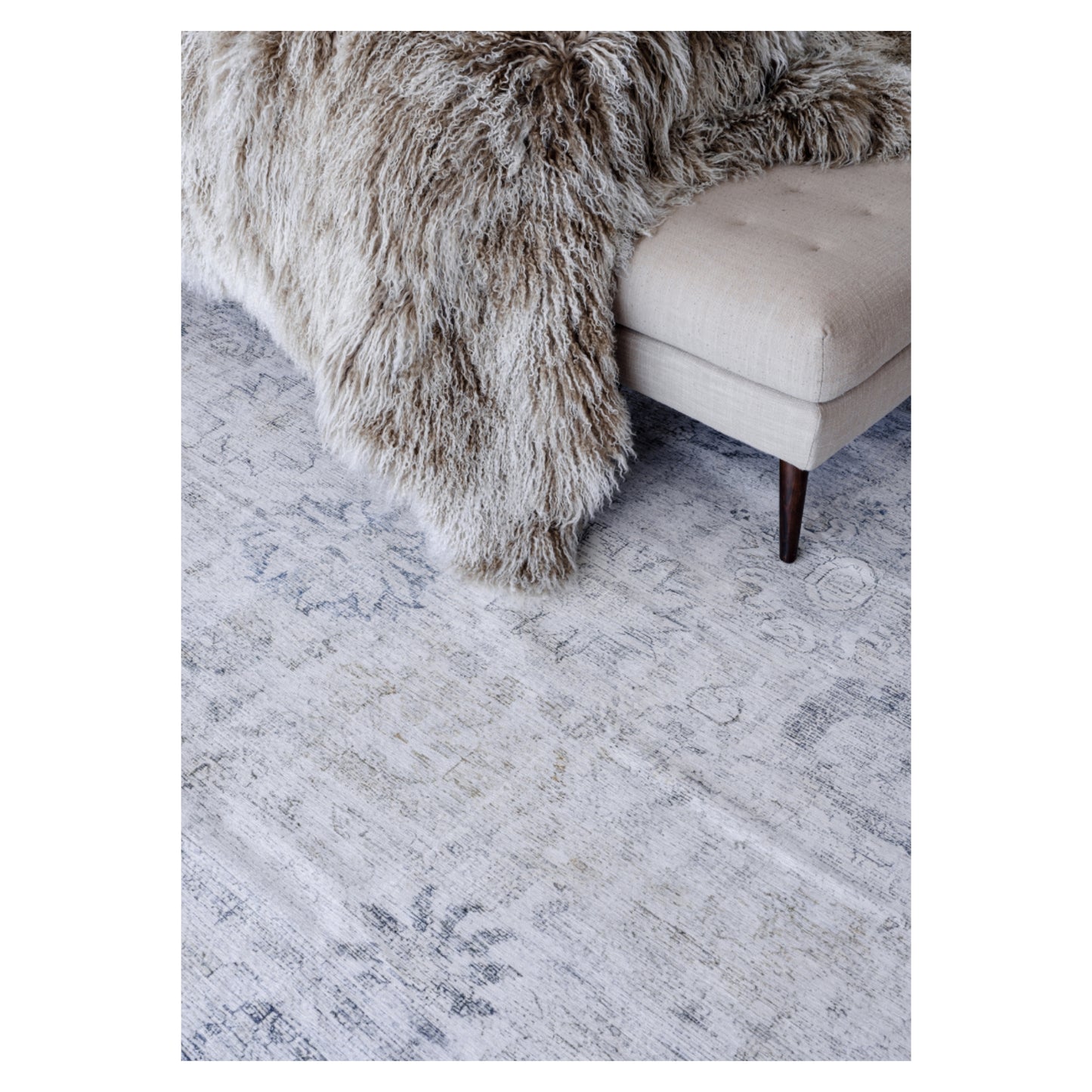 Enchanted Mist - Natural Sage Vintage Distressed Washable Rug