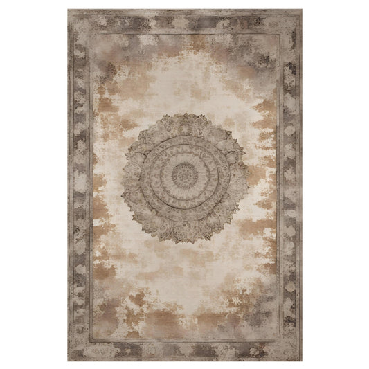 Kala - Cacao Tan & Ivory Mandala Distressed Rug