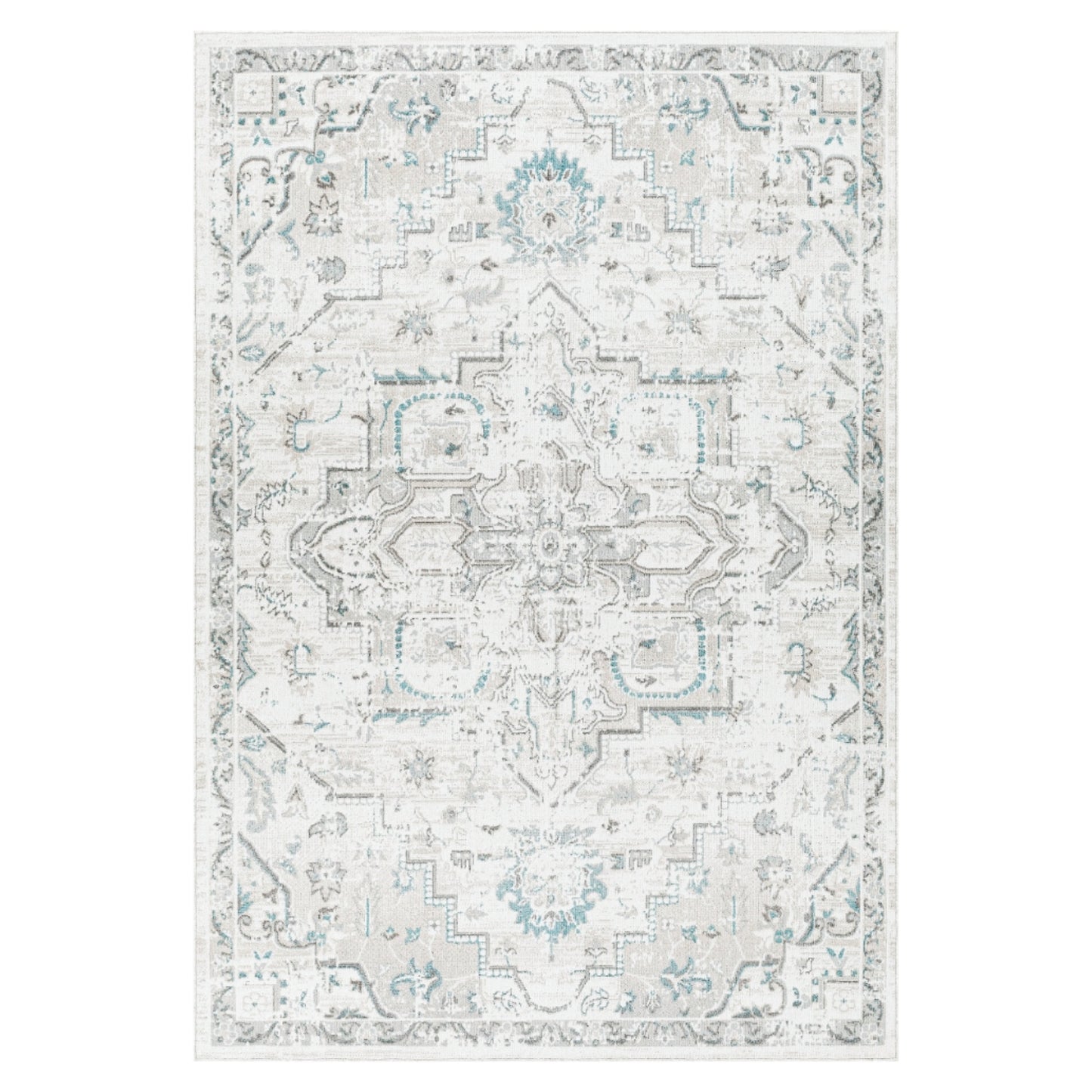 Magnolia Sands - Grey & Blue Vintage Persian Distressed Washable Rug