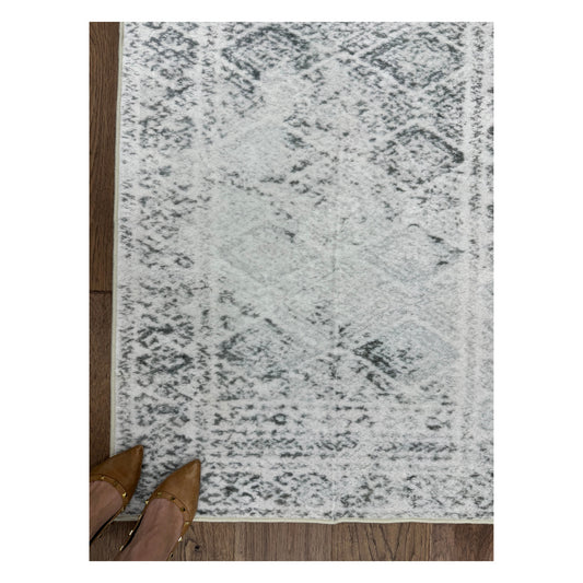 Tangier - Neutral Moroccan Boho Distressed Washable Runner Rug