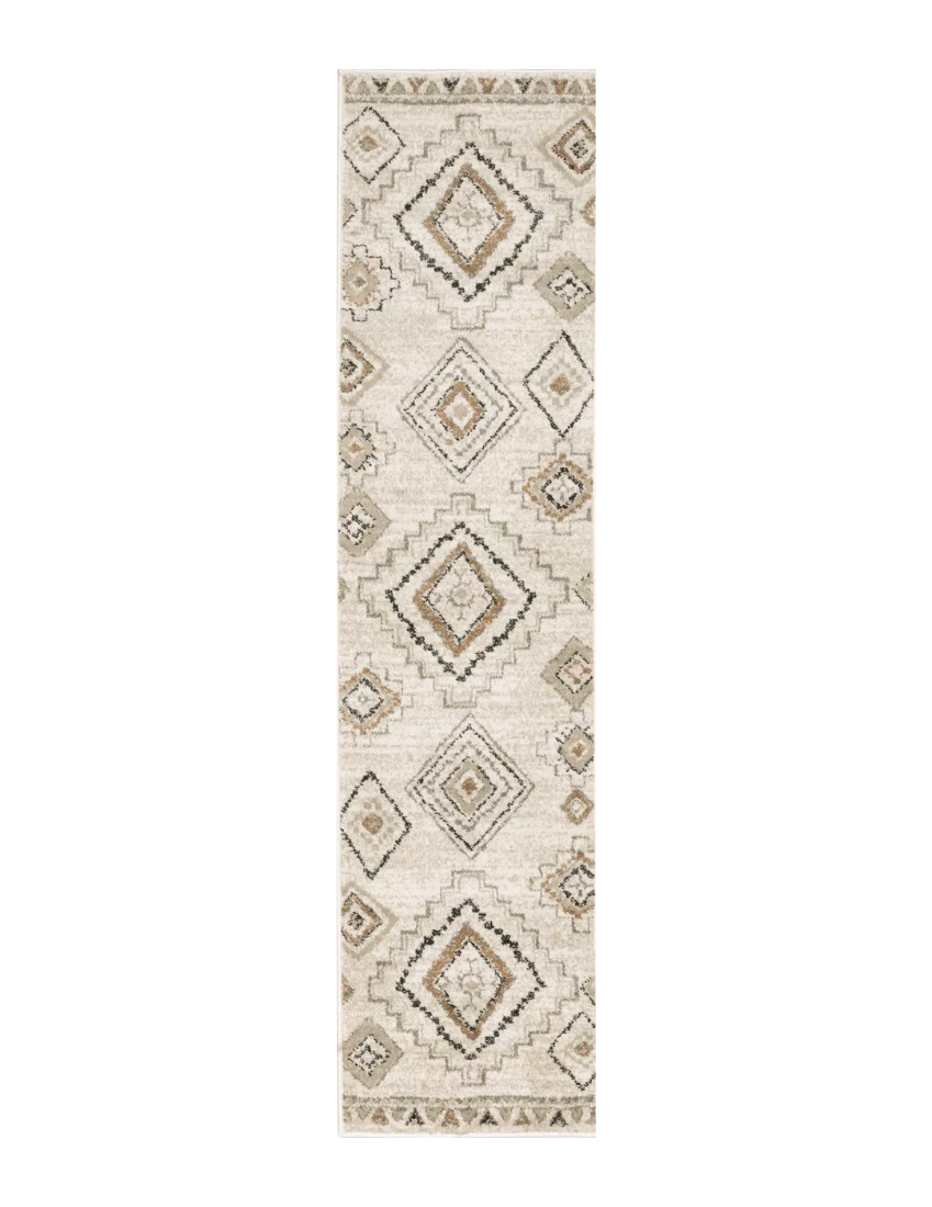 Tusk - Tan & Ivory Tribal Distressed Washable Runner Rug